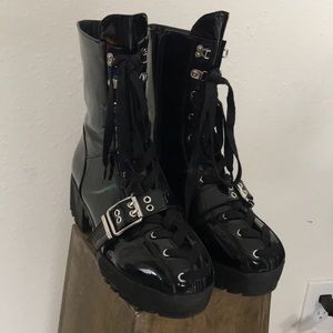 Nasty Gal iridescent combat boots